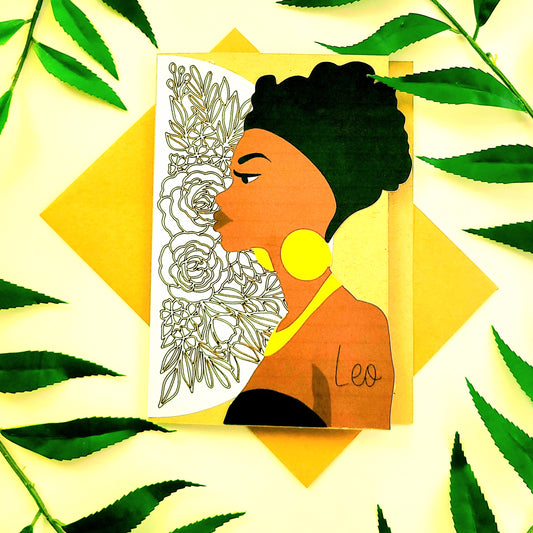 African American Leo Lion Zodiac Birthday Greeting Card