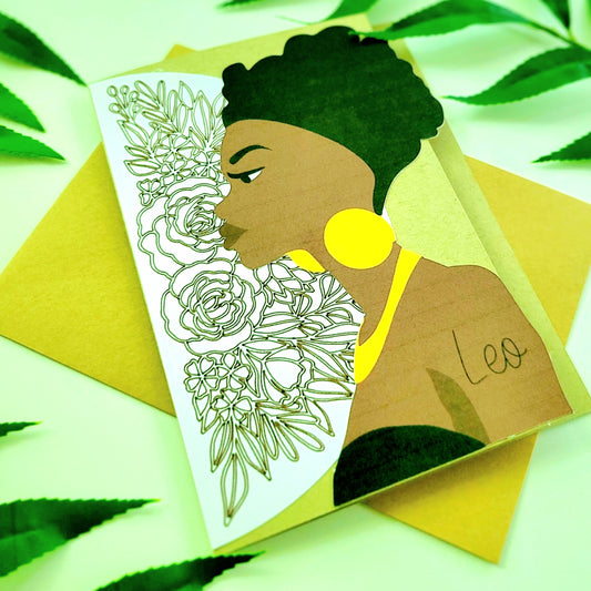 African American Leo Lion Zodiac Birthday Greeting Card