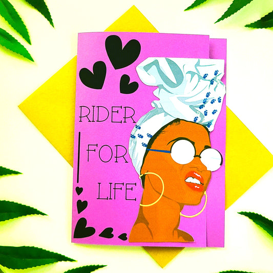 Rider For Life Black Girl Birthday Card