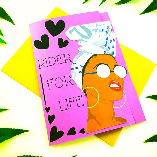 Rider For Life Black Girl Birthday Card