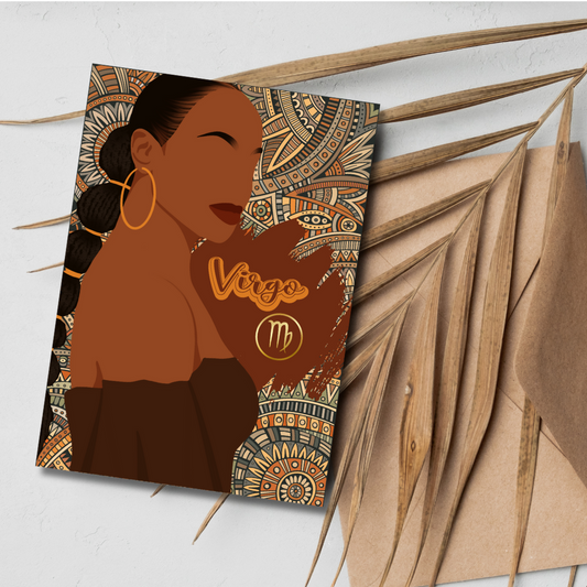 Bohemian Virgo Zodiac Birthday Card