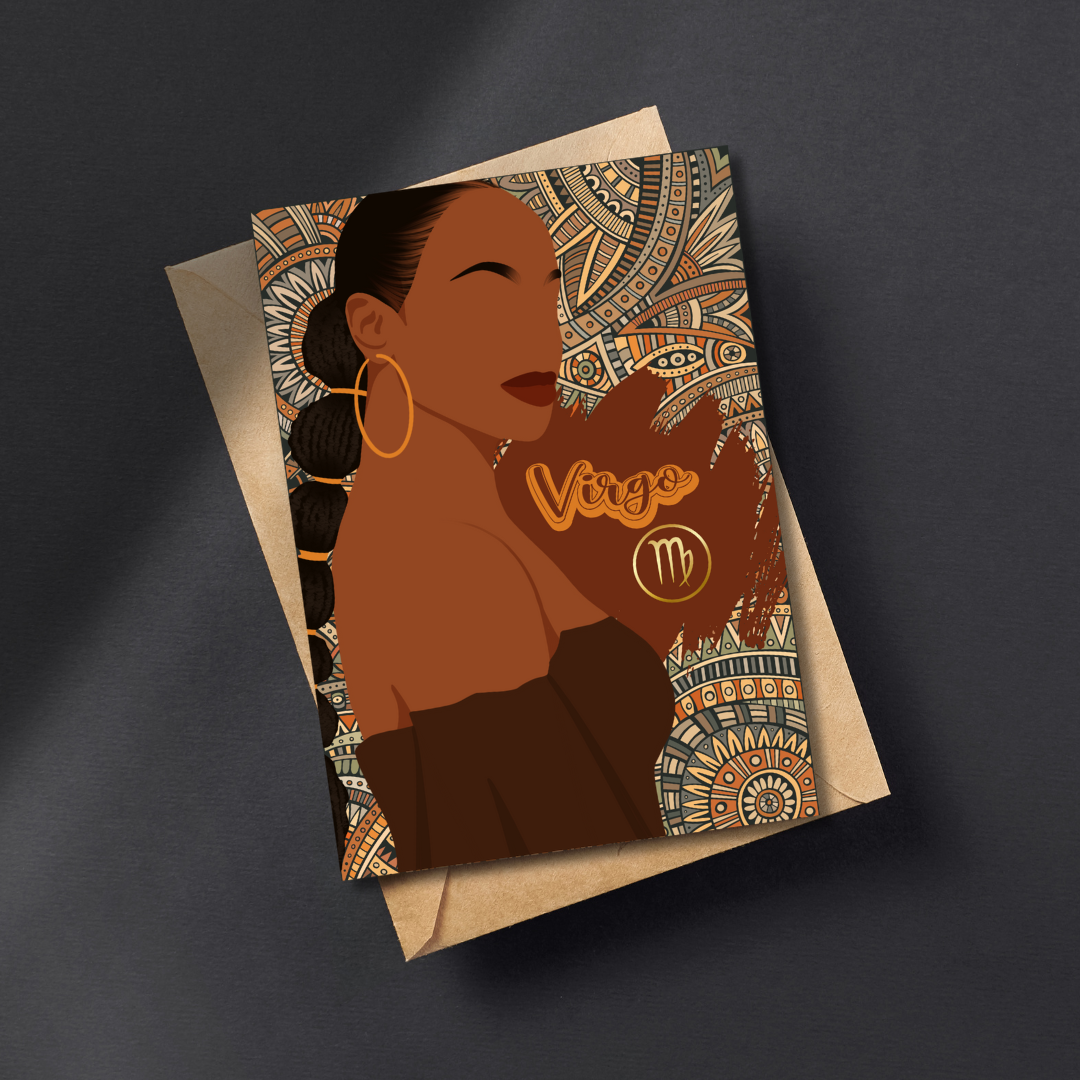 Bohemian Virgo Zodiac Birthday Card