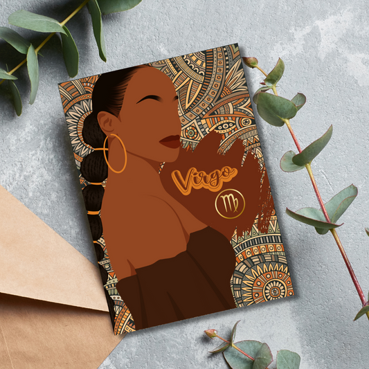 Bohemian Virgo Zodiac Birthday Card