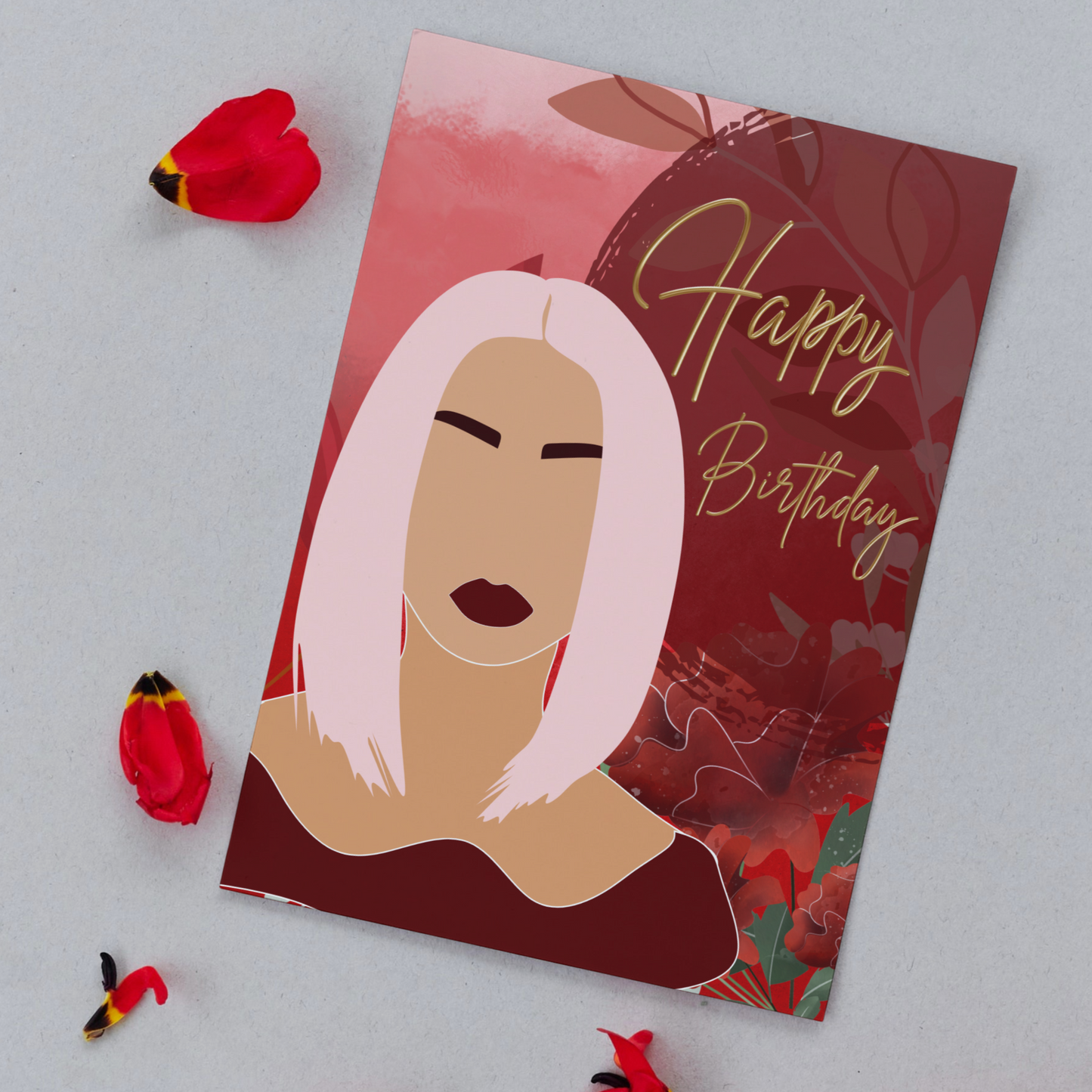 Red Beauty Birthday Greeting Card