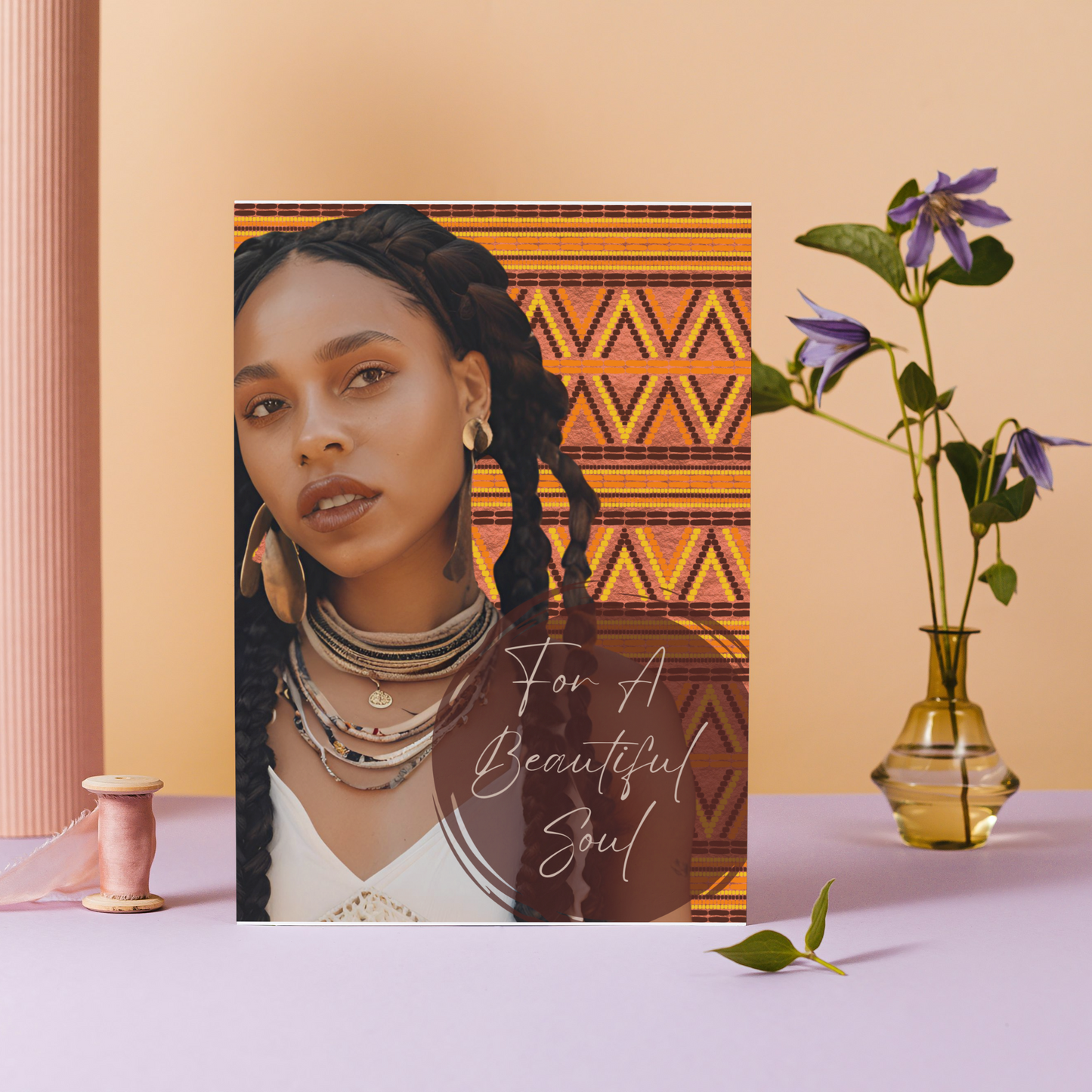 Afrohemian Woman African Print Any Occasion Greeting Card