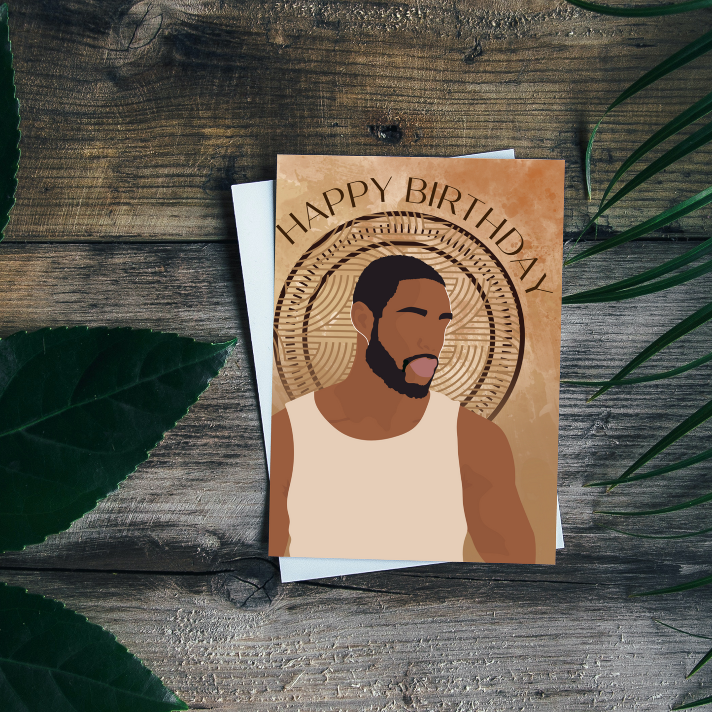 Neutral Brown Black Man Birthday Card