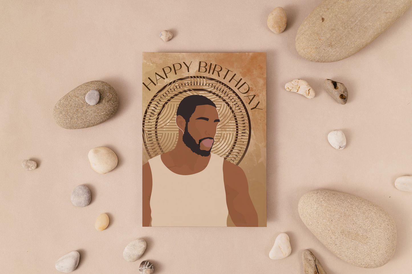 Neutral Brown Black Man Birthday Card