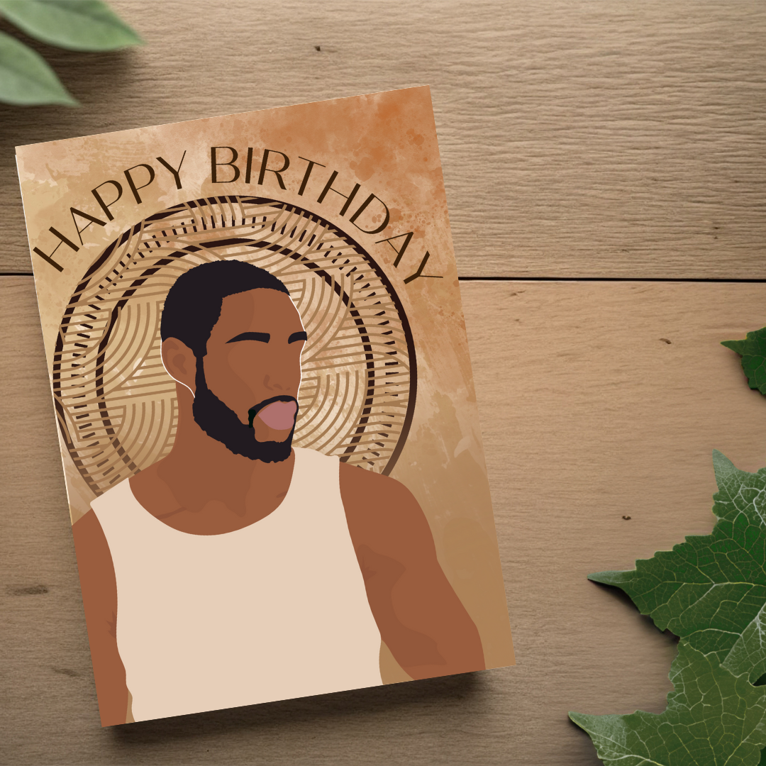 Neutral Brown Black Man Birthday Card