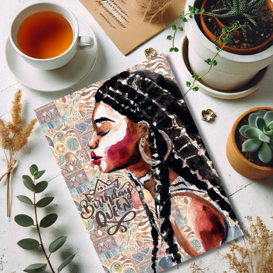 Black Bohemian Woman With Braids Birthday Queen Greeting Card