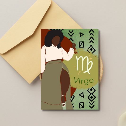 Curvy Girl Virgo Zodiac Birthday Card