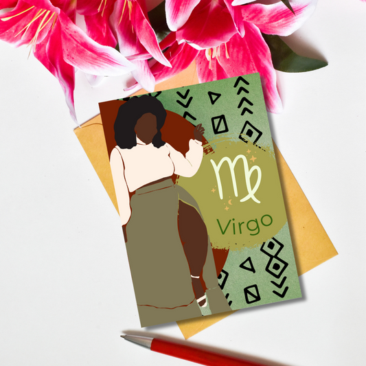 Curvy Girl Virgo Zodiac Birthday Card