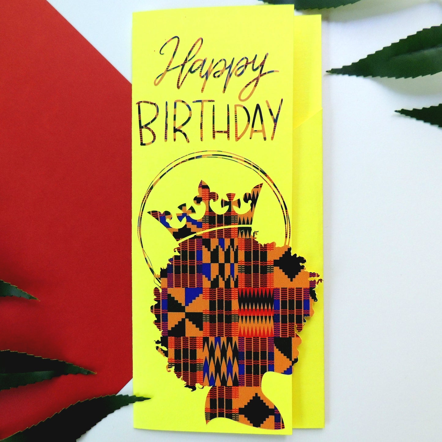 Yellow Kente Black Woman Money Holder Birthday Card