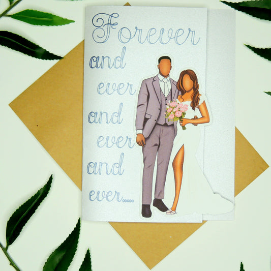 Silver Forever and Ever Black Wedding Greeting Card