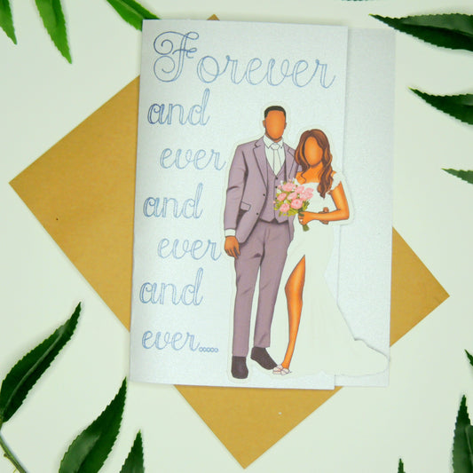 Silver Forever and Ever Black Wedding Greeting Card