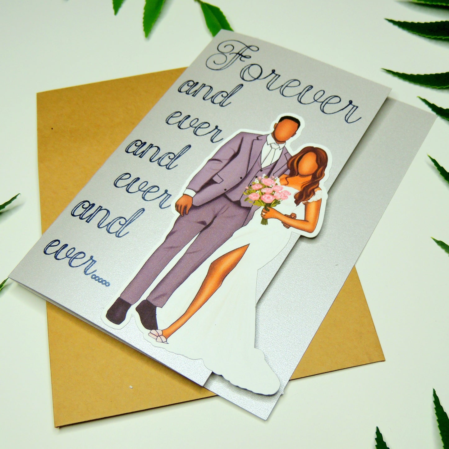 Silver Forever and Ever Black Wedding Greeting Card