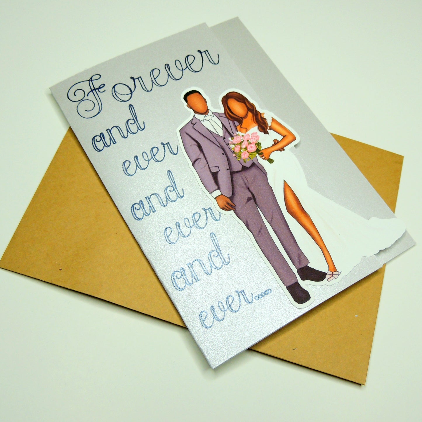 Silver Forever and Ever Black Wedding Greeting Card
