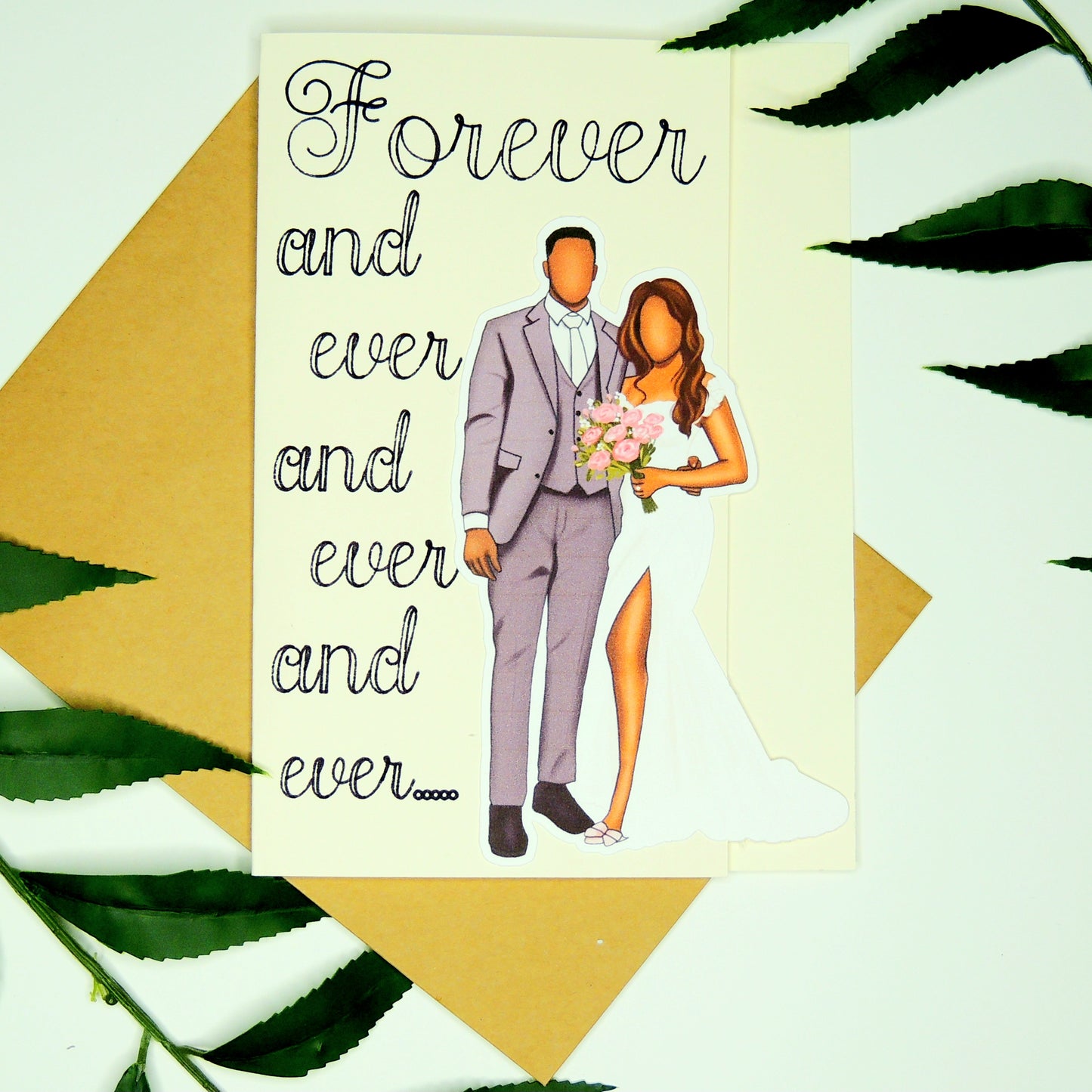 Forever and Always Black Wedding Greeting Card