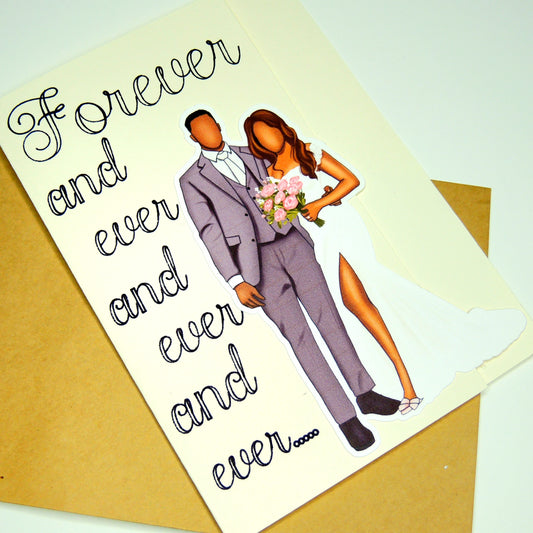 Forever and Always Black Wedding Greeting Card