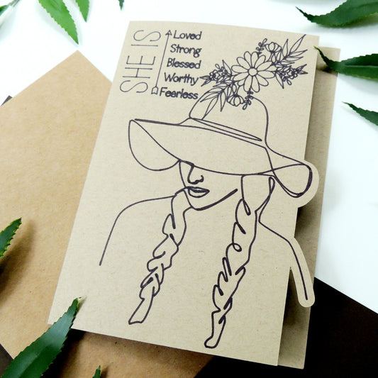 She Is Loved Words of Affirmation Greeting Card