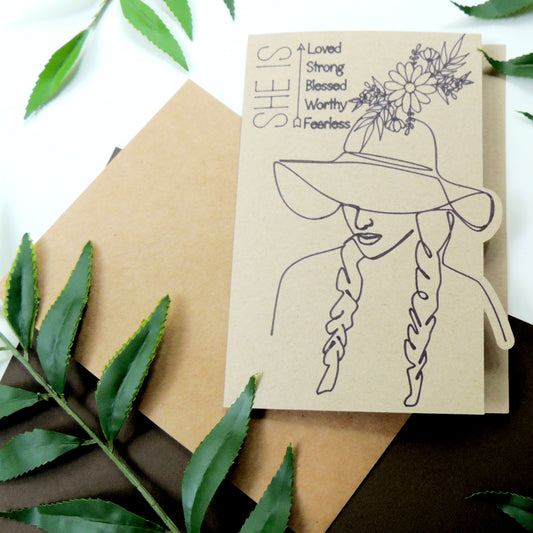 She Is Loved Words of Affirmation Greeting Card