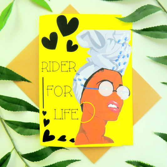 Rider For Life Black Girl Birthday Card