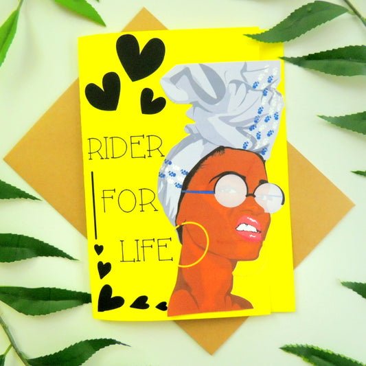 Rider For Life Black Girl Birthday Card