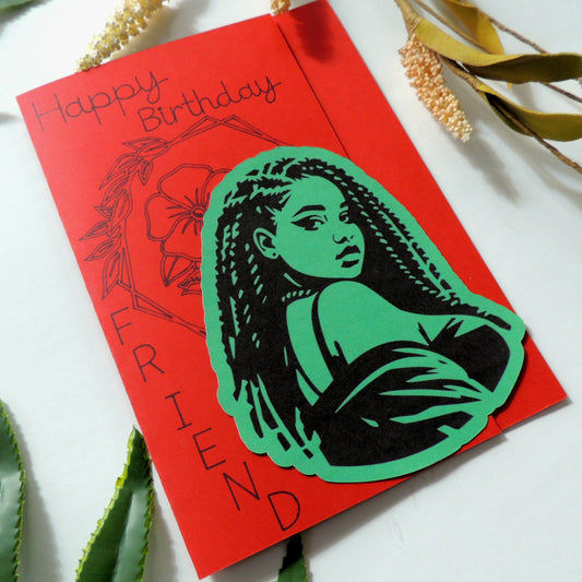 Red Best Friend African American Birthday Greeting Card