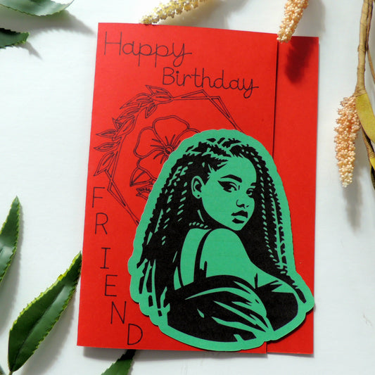 Red Best Friend African American Birthday Greeting Card