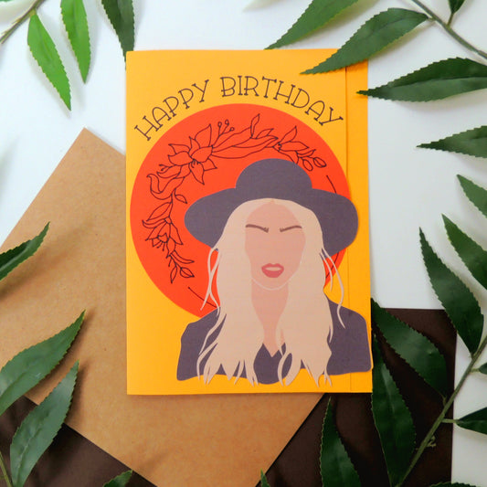 Bohemian Rocker Chick Birthday Greeting Card