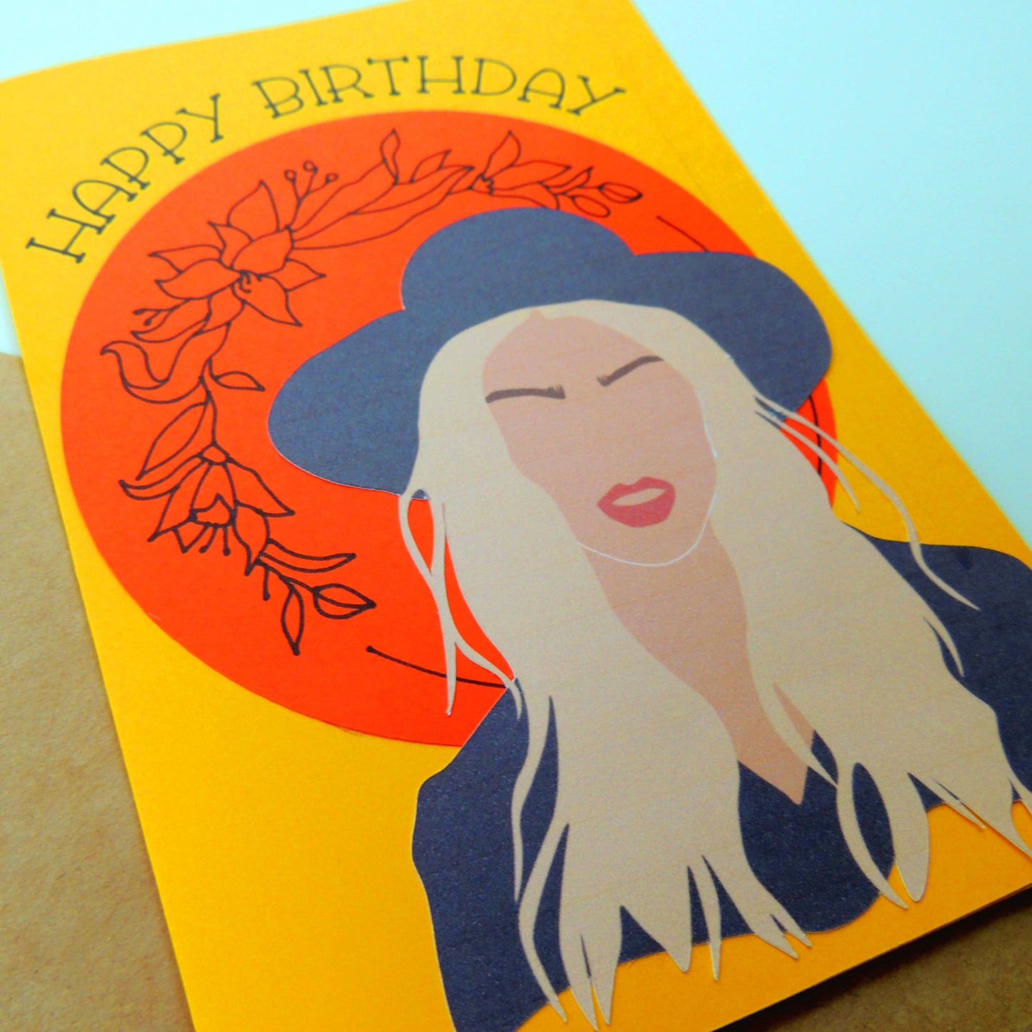 Bohemian Rocker Chick Birthday Greeting Card