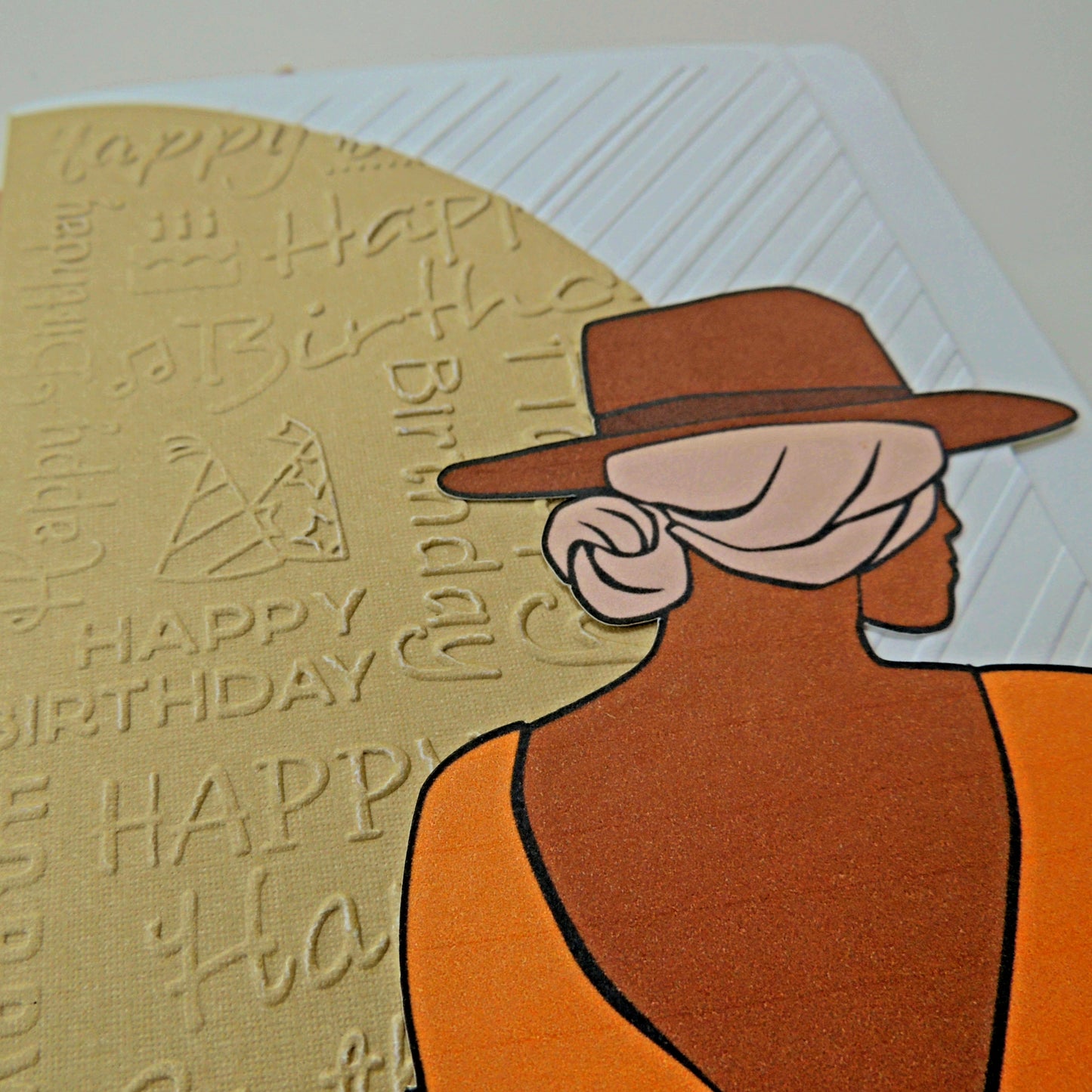 Bohemian Fedora Girl Textured Birthday Greeting Card