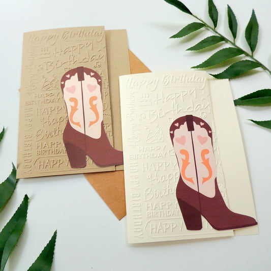 Neutral Cowgirl Boot Birthday Card Bundle Set of 4