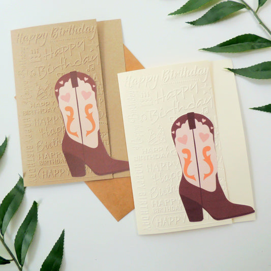 Neutral Cowgirl Boot Birthday Card Bundle Set of 4