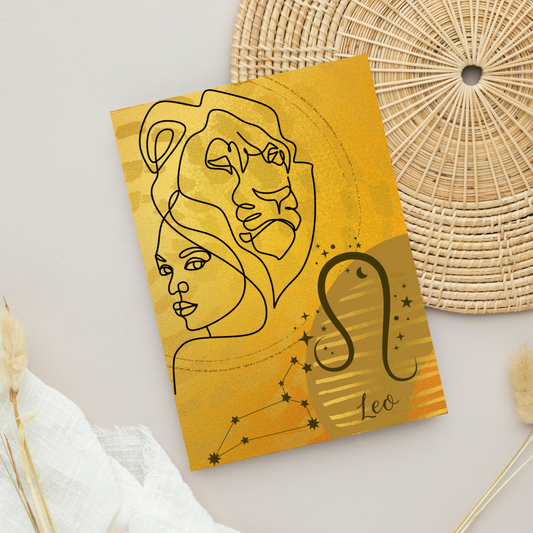 Gold Leo Lion Zodiac Birthday Greeting Card