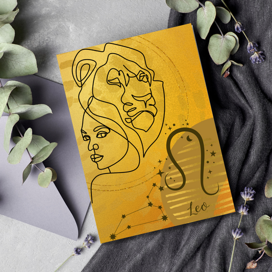 Gold Leo Lion Zodiac Birthday Greeting Card