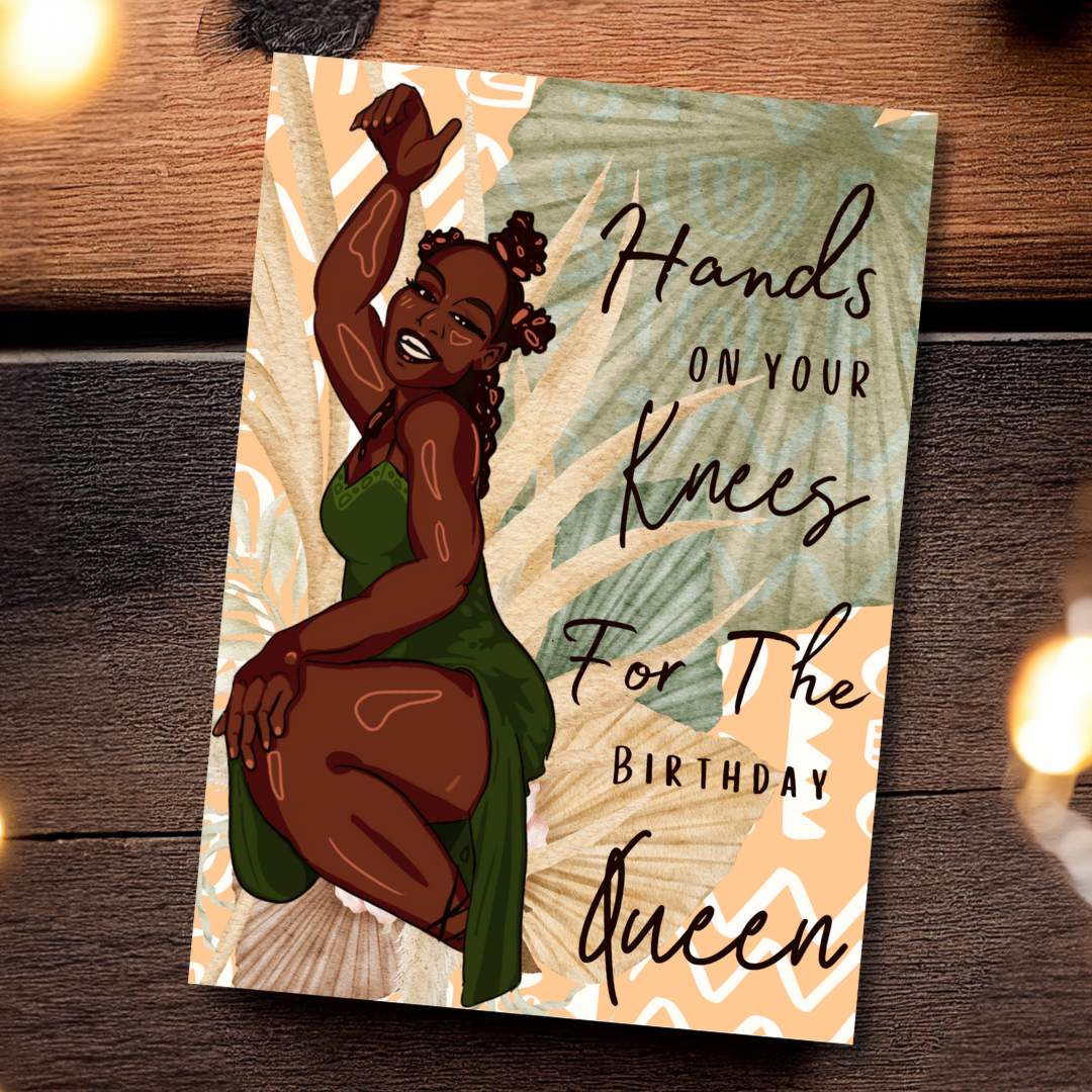 Hands On Your Knees Funny African American Woman Greeting Card