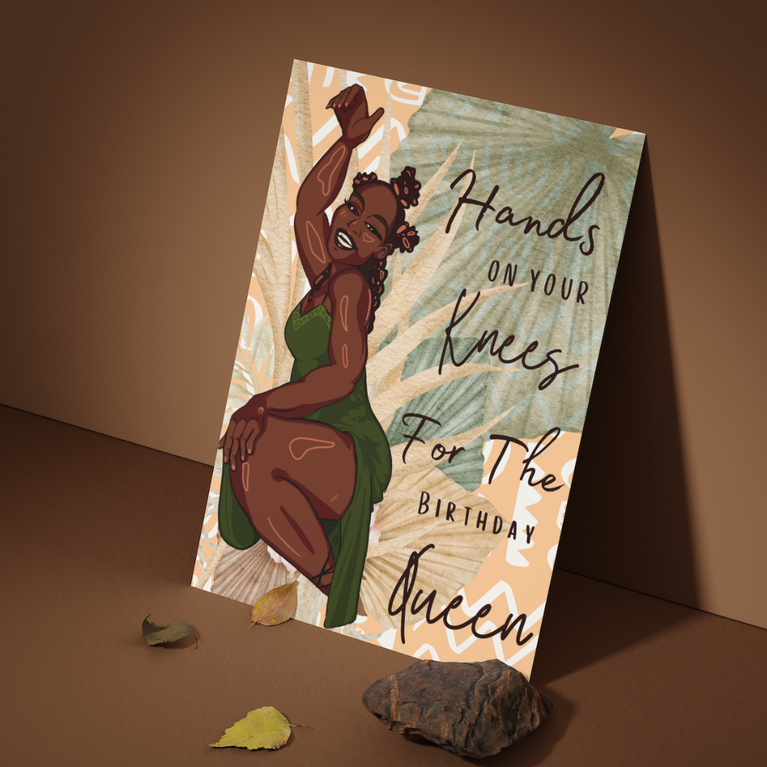 Hands On Your Knees Funny African American Woman Greeting Card