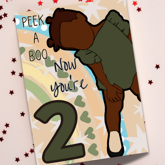 African American Girl Two Year Old Birthday Card
