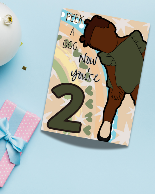 African American Girl Two Year Old Birthday Card