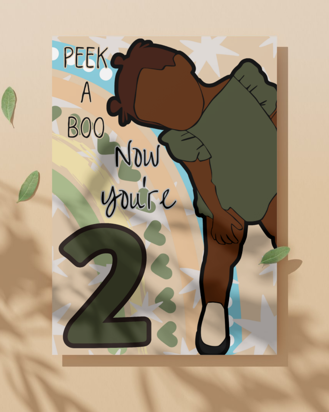 African American Girl Two Year Old Birthday Card