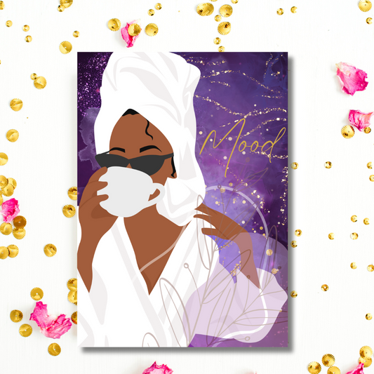 Purple Mood Black Girl Any Occasion Greeting Card