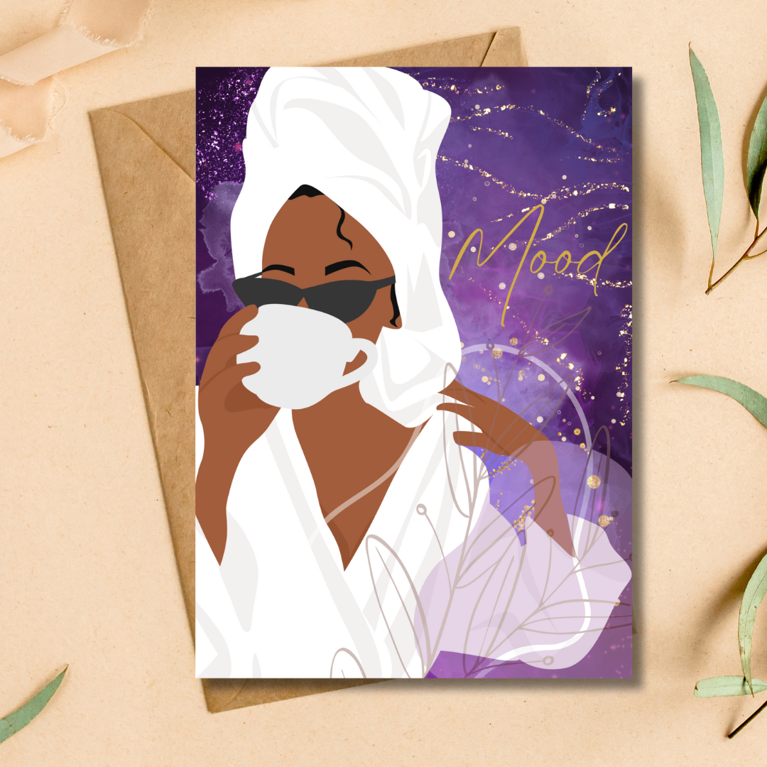 Purple Mood Black Girl Any Occasion Greeting Card