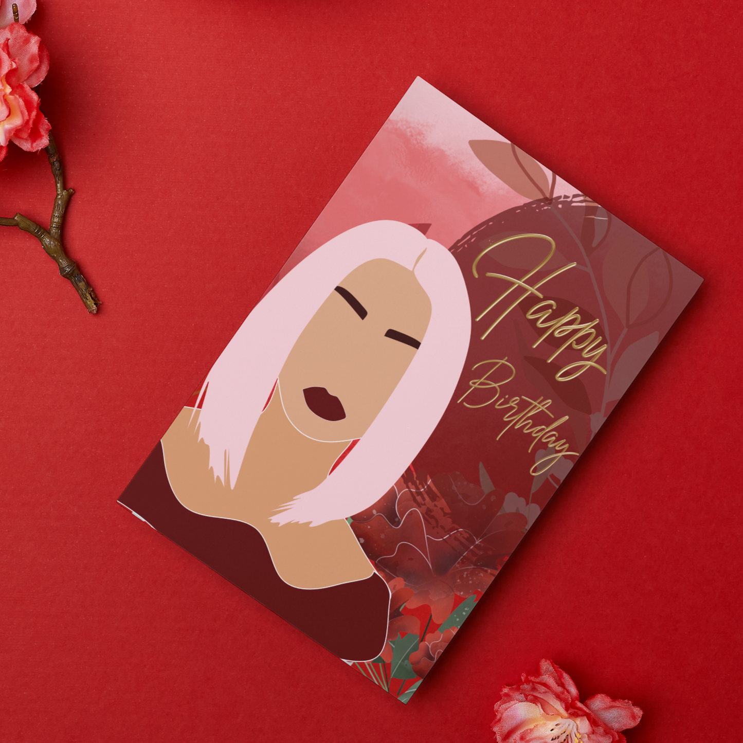 Red Beauty Birthday Greeting Card