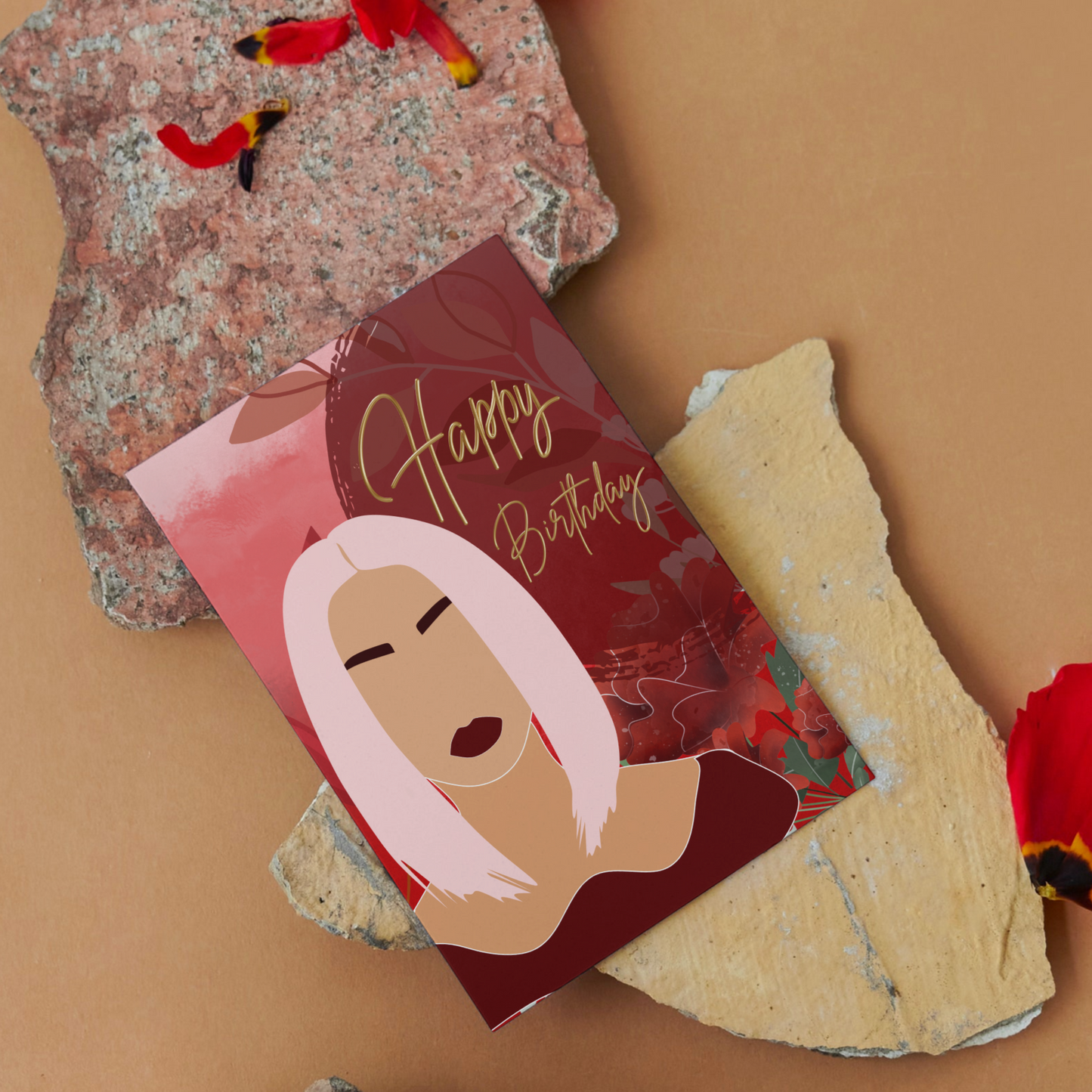Red Beauty Birthday Greeting Card