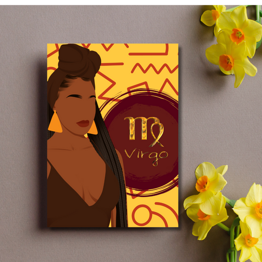 Bohemian African American Virgo Zodiac Birthday Card