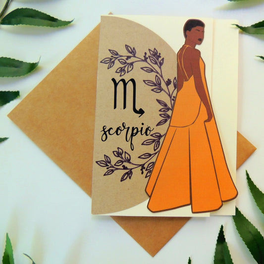 Regal African American Scorpio Zodiac Greeting Card