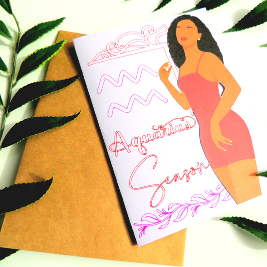 Aquarius Black Woman Birthday Card