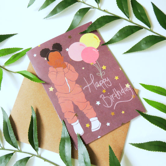 African American Girl Birthday Card