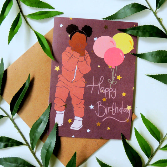 African American Girl Birthday Card