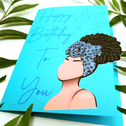 Blue Hues African American Birthday Card